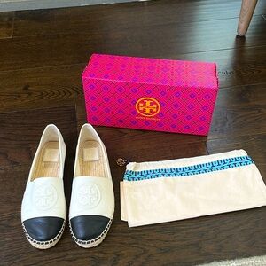 Tory Burch slip on leather espadrille shoes (size 10)